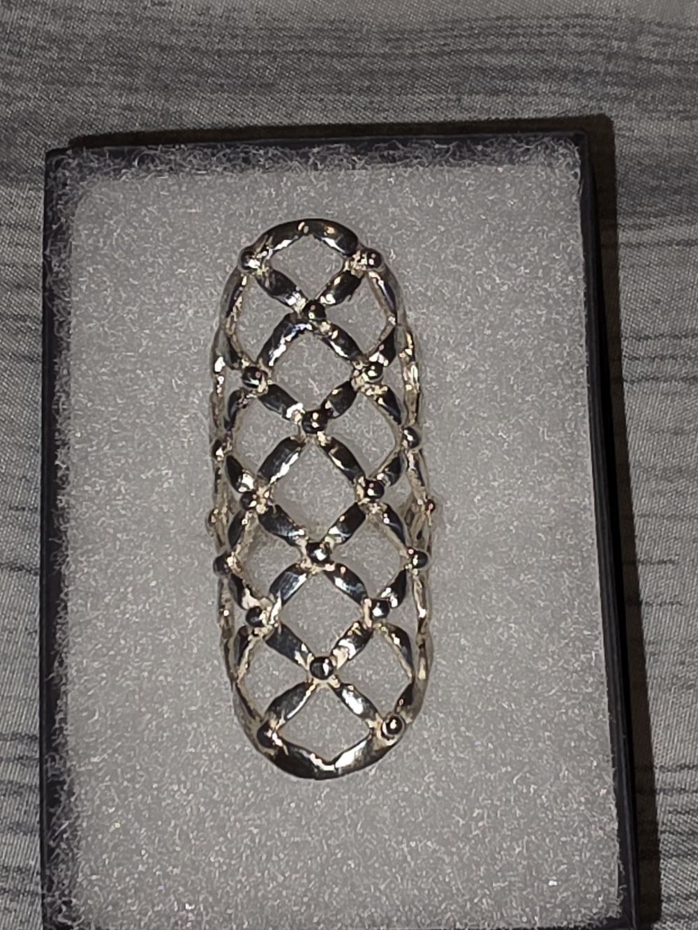 Silver Lattice Long Statement Ring - 9.25 SILVER Elegant Women's Jewelry